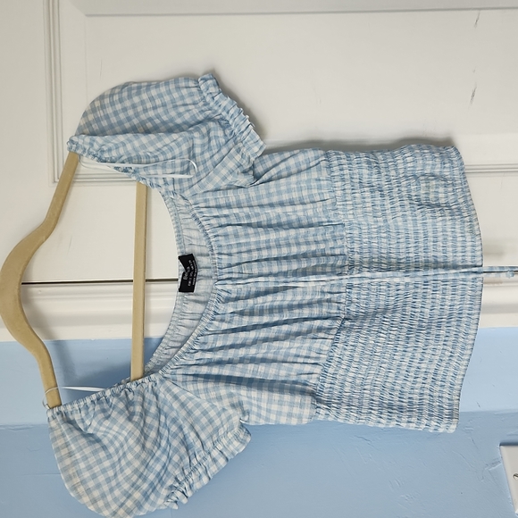 Bershka blue and white gingham top - Picture 3 of 3